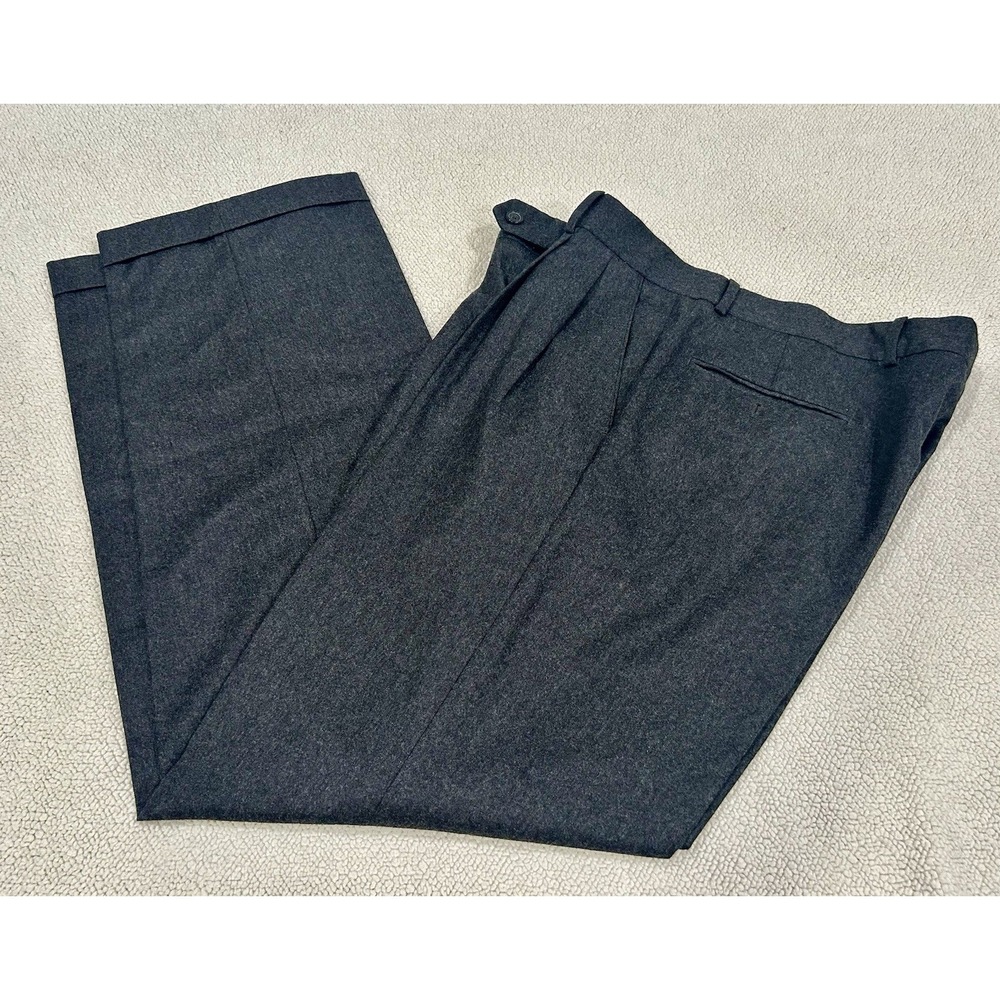 Grant Thomas Pants‎ MENS 35X32 Dark Slate Gray 100% Wool Dress Slacks Trousers